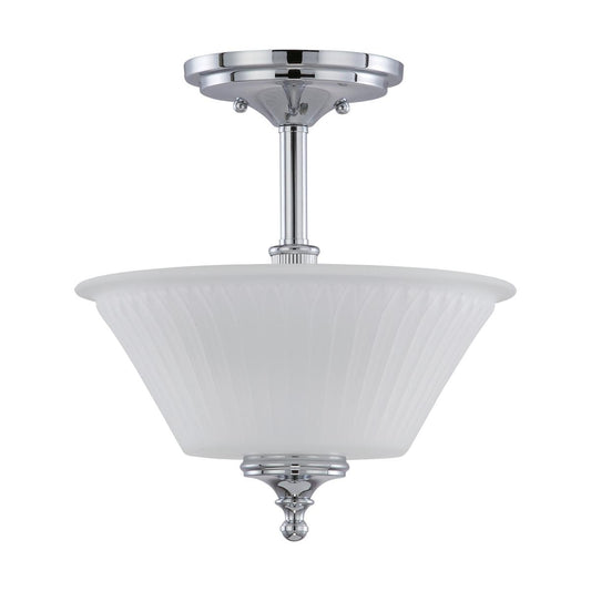 Teller - 2 Light Semi Flush with Frosted Etched Glass - Polished Chrome Finish