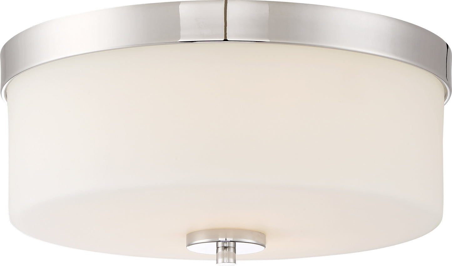 Denver - 2 Light Flush Mount with Satin White Glass - Polished Nickel Finish