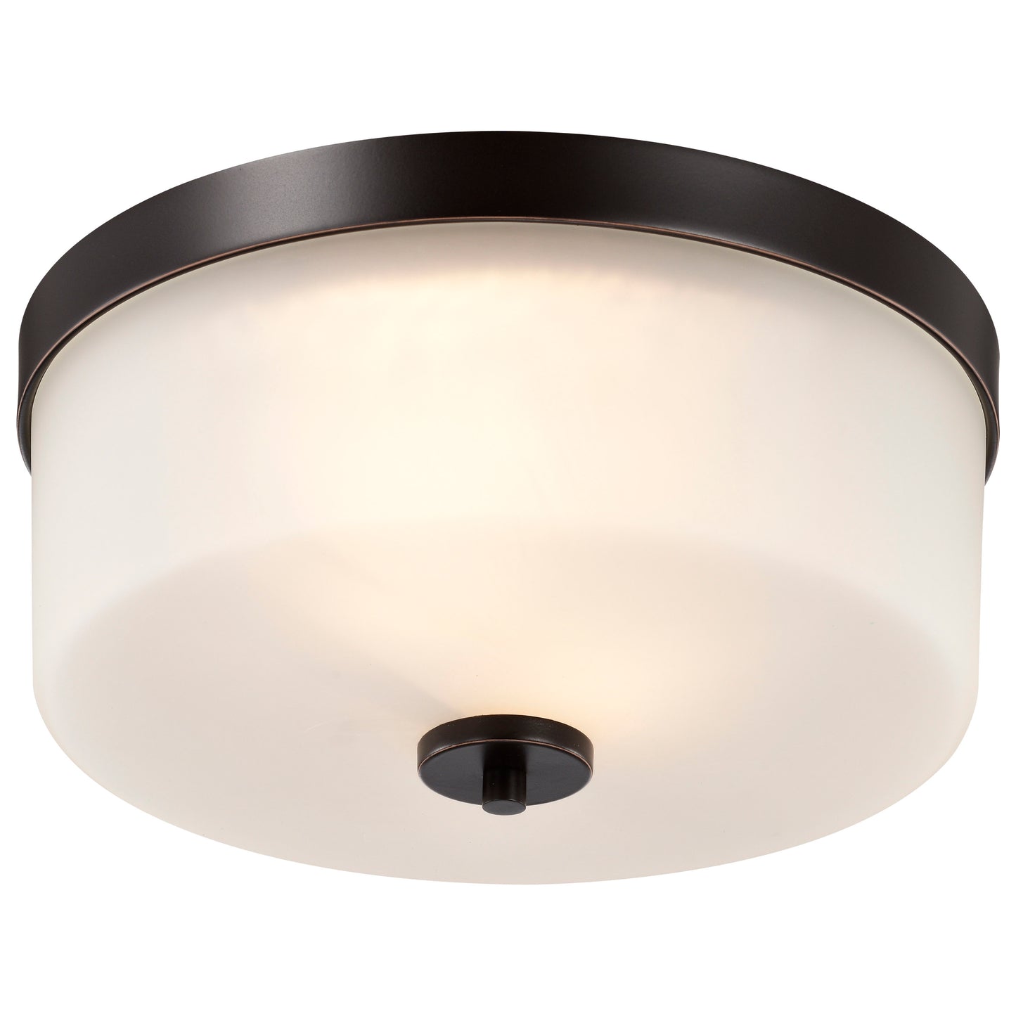 Denver - 2 Light Flush Mount with Satin White Glass - Mahogany Bronze Finish