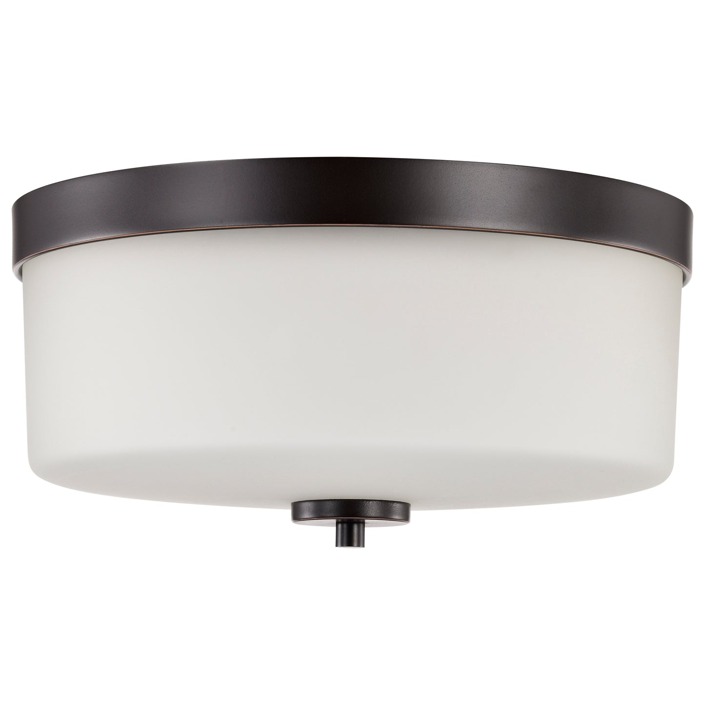 Denver - 2 Light Flush Mount with Satin White Glass - Mahogany Bronze Finish