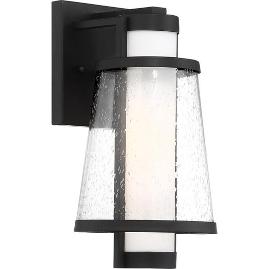 Anau - 1 Light Small Wall Lantern - with Etched Opal and Clear Glass - Matte Black Finish