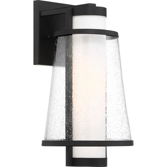 Anau - 1 Light Medium Wall Lantern - with Etched Opal and Clear Glass - Matte Black Finish