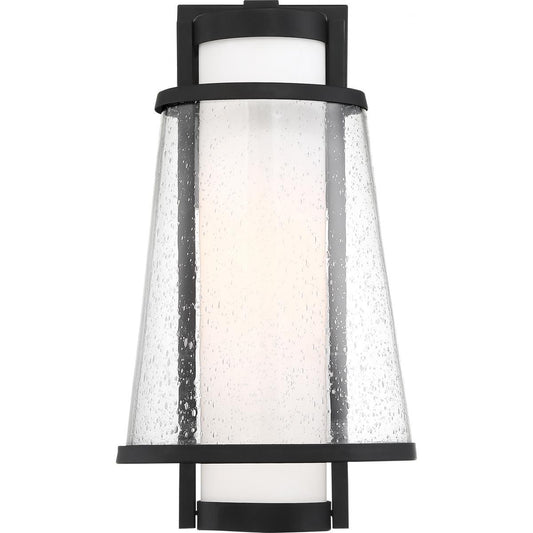 Anau - 1 Light Medium Wall Lantern - with Etched Opal and Clear Glass - Matte Black Finish