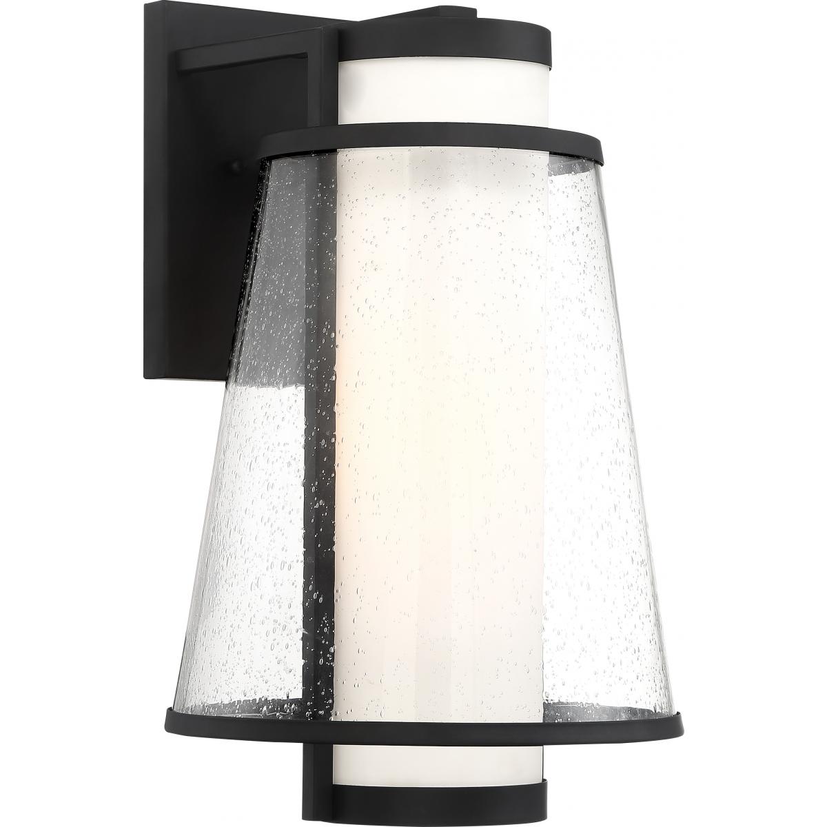 Anau - 1 Light Large Wall Lantern - with Etched Opal and Clear Glass - Matte Black Finish