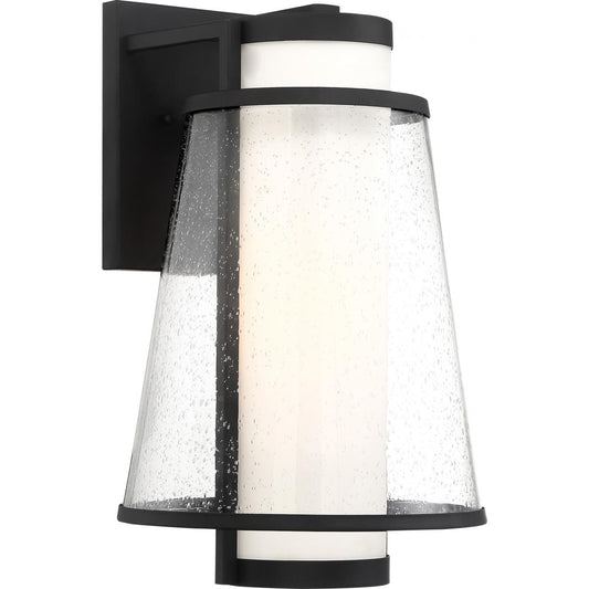 Anau - 1 Light Post Lantern - with Etched Opal and Clear Glass - Matte Black Finish