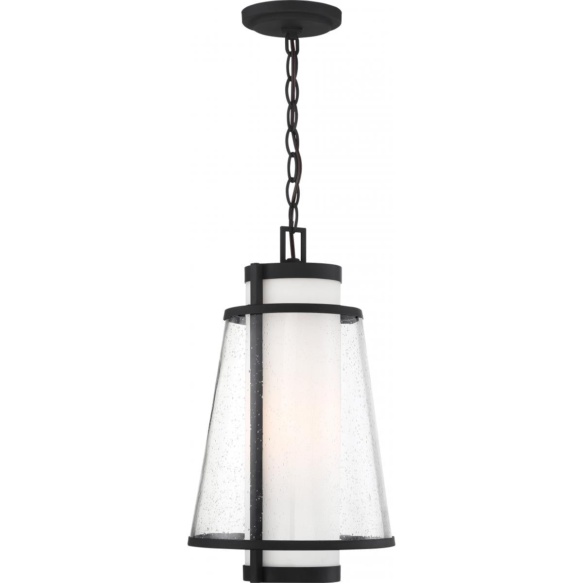 Anau - 1 Light Hanging Lantern - with Etched Opal and Clear Glass - Matte Black Finish