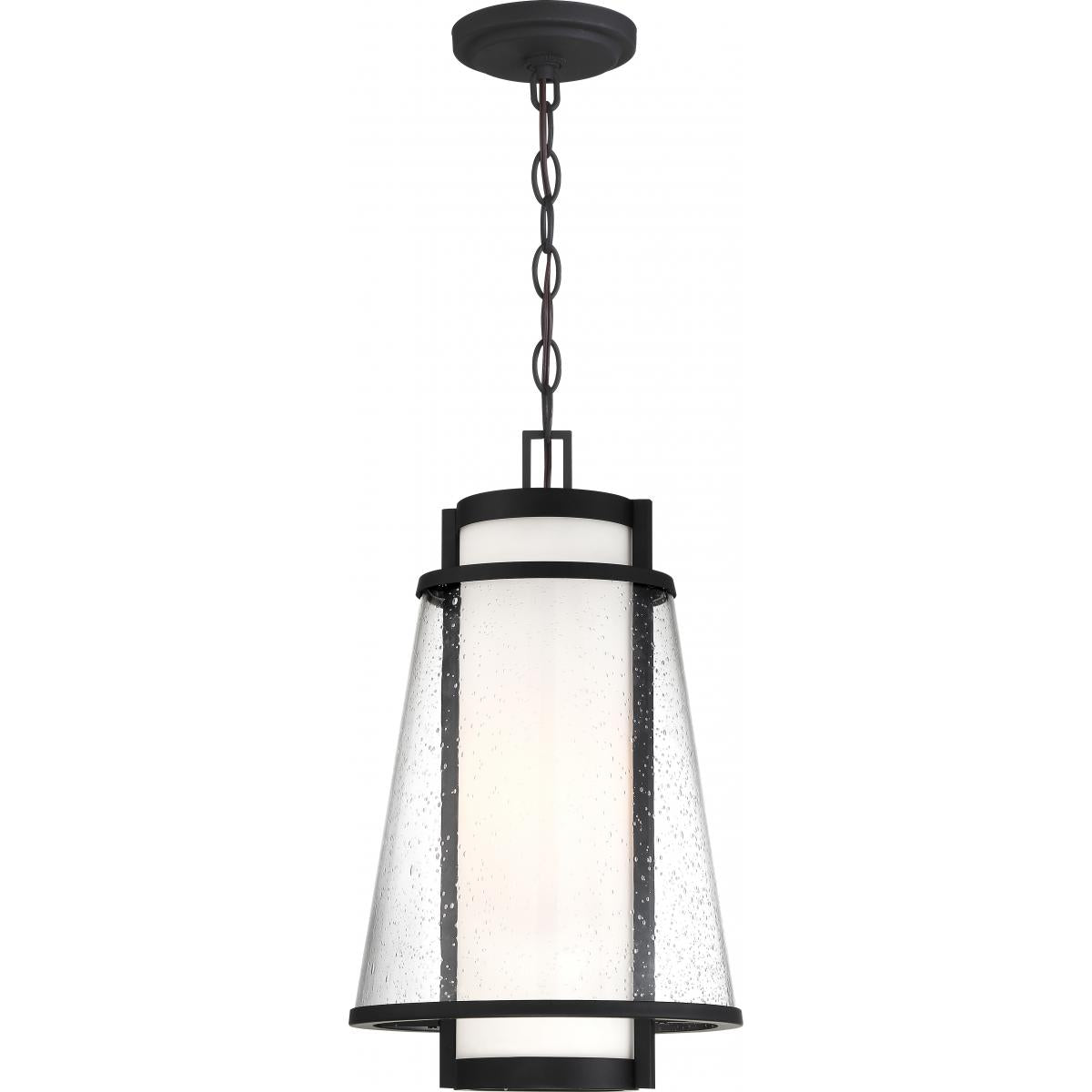 Anau - 1 Light Hanging Lantern - with Etched Opal and Clear Glass - Matte Black Finish