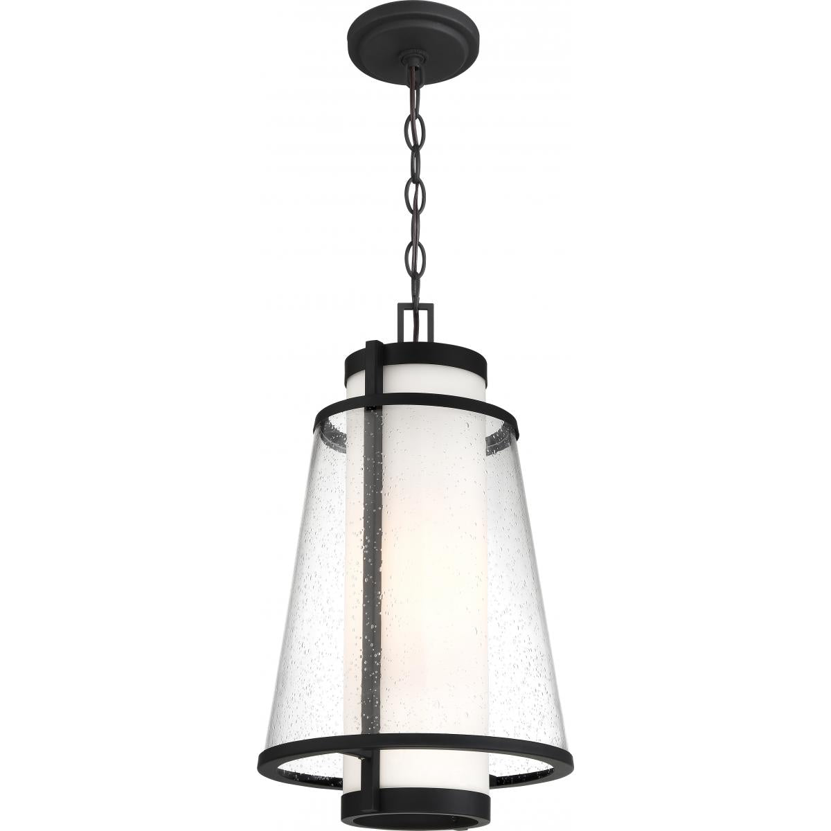 Anau - 1 Light Hanging Lantern - with Etched Opal and Clear Glass - Matte Black Finish