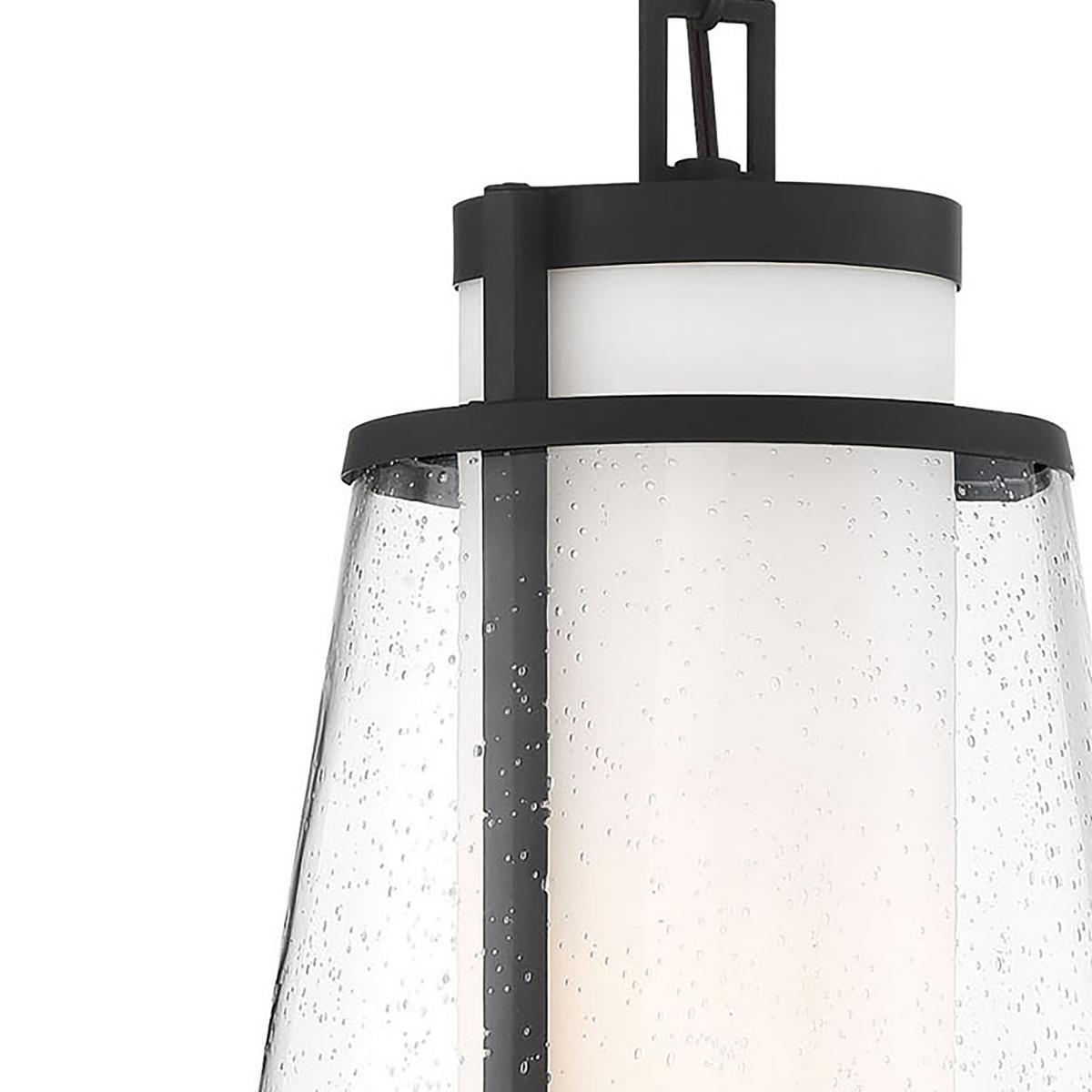 Anau - 1 Light Hanging Lantern - with Etched Opal and Clear Glass - Matte Black Finish