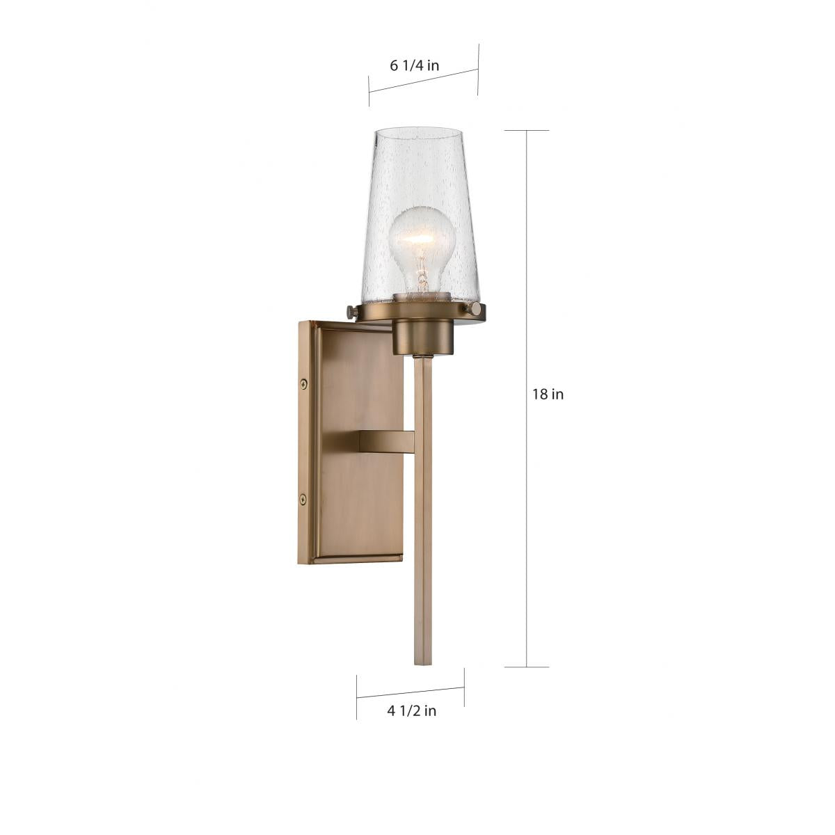 Rector- 1 Light Wall Sconce with Clear Glass - Burnished Brass Finish