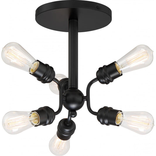 Faraday - 6 Light Semi Flush - Black Finish