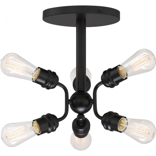 Faraday - 6 Light Semi Flush - Black Finish