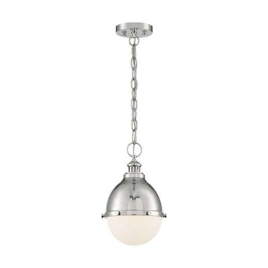 Ronan - 1 Light Small Pendant with Opal Glass - Polished Nickel Finish