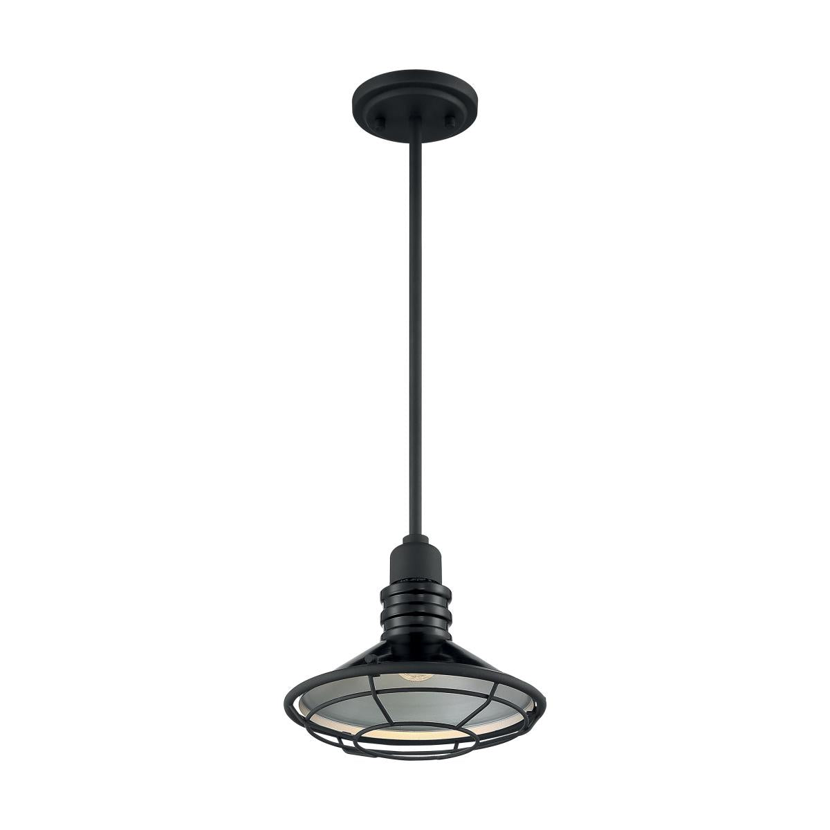 Blue Harbor - 1 Light Small Pendant with Black and Silver - Black Accents Finish