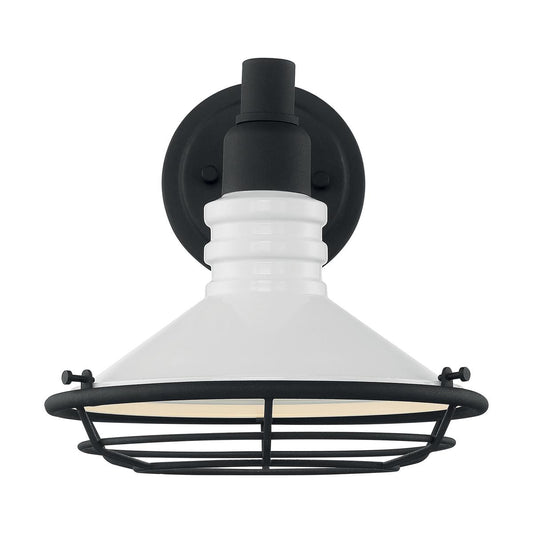 Blue Harbor - 1 Light Small Sconce with Gloss White - Textured Black Finish