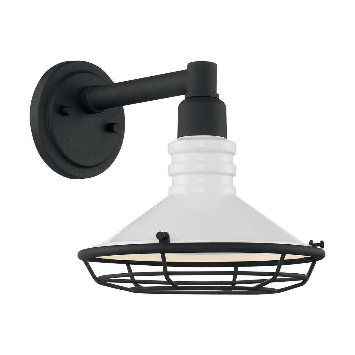 Blue Harbor - 1 Light Small Sconce with Gloss White - Textured Black Finish