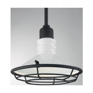 Blue Harbor - 1 Light Small Pendant with Gloss White - Black Accents Finish