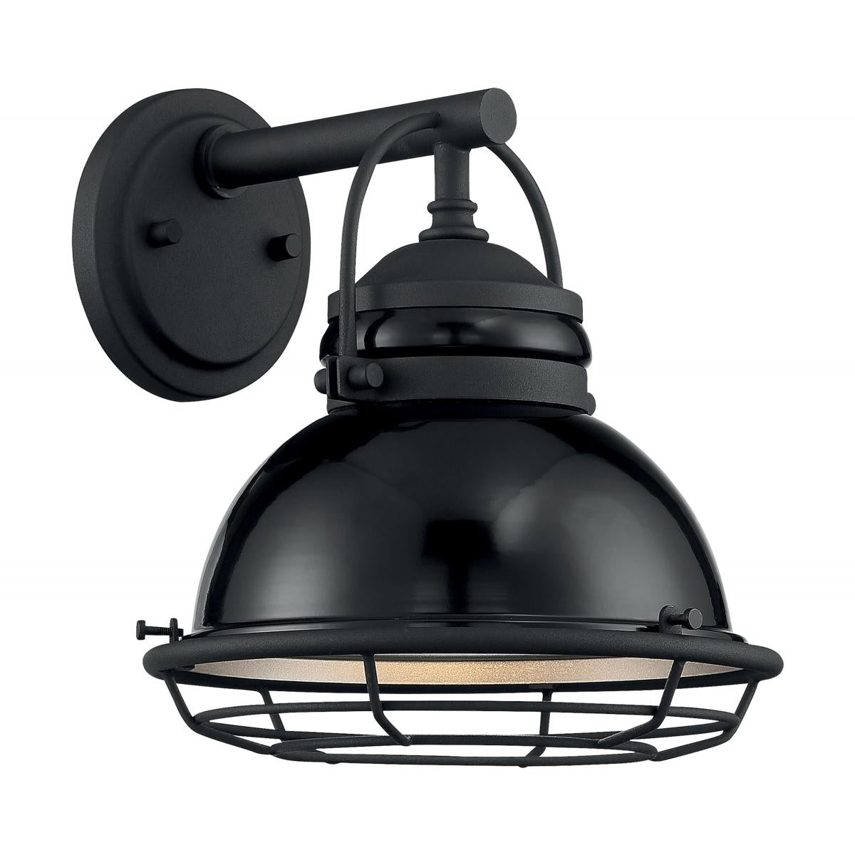 Upton - 1 Light Small Outdoor Wall Sconce with Black and Silver - Black Accents Finish