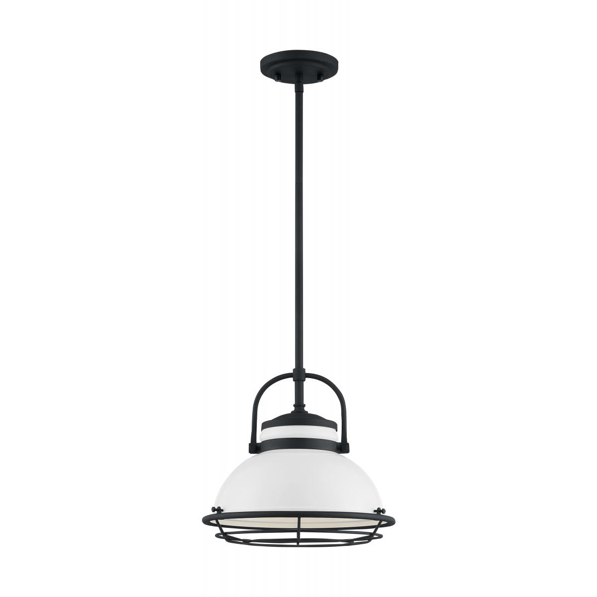 Upton - 1 Light Large Pendant with Gloss White - Black Accents Finish