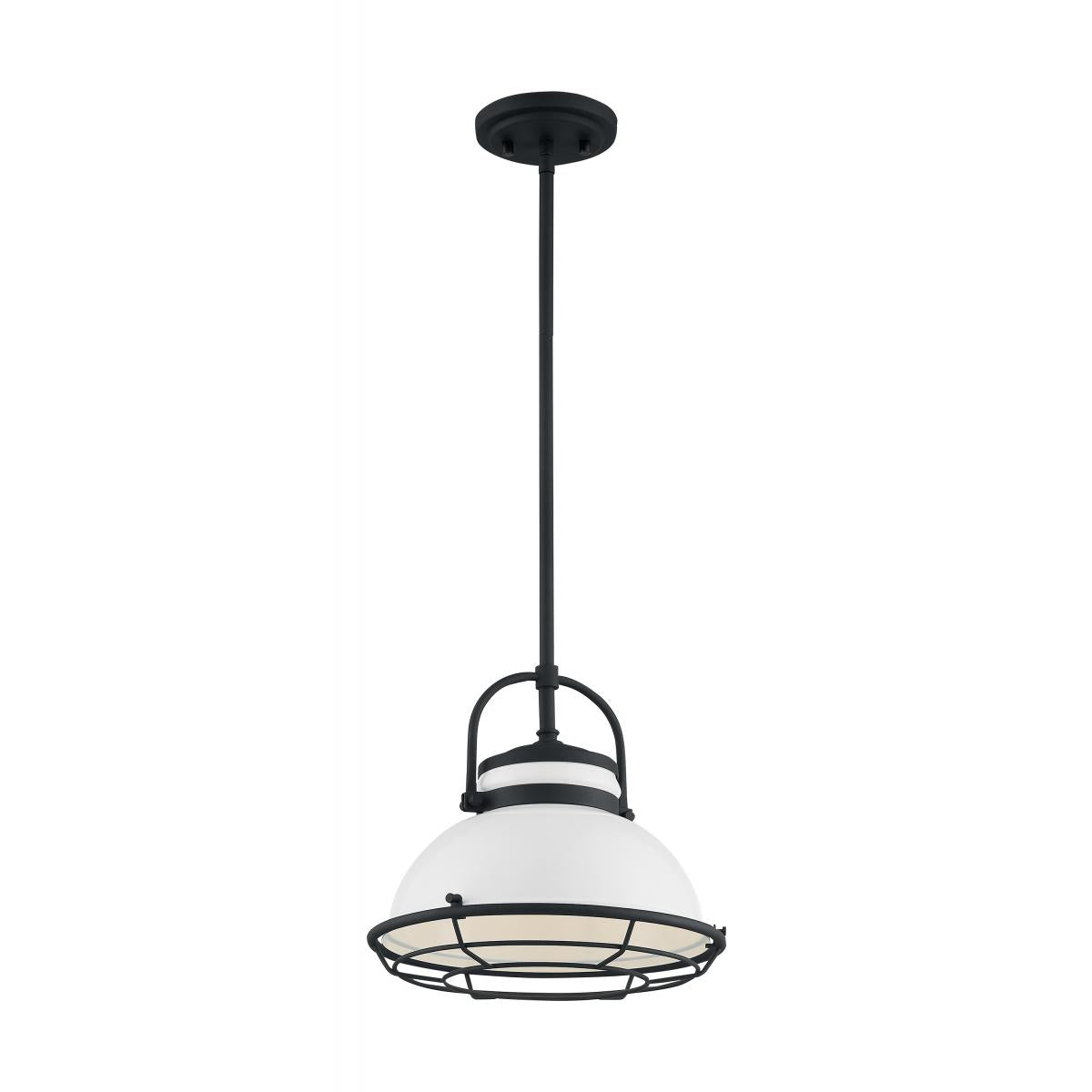Upton - 1 Light Large Pendant with Gloss White - Black Accents Finish