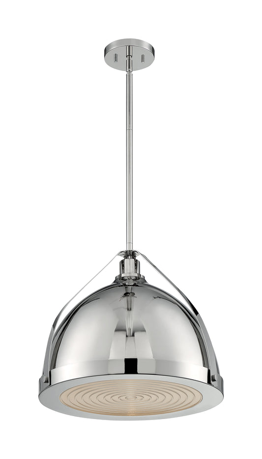 Barbett - 1 Light Large Pendant with Fresnel Glass - Polished Nickel Finish