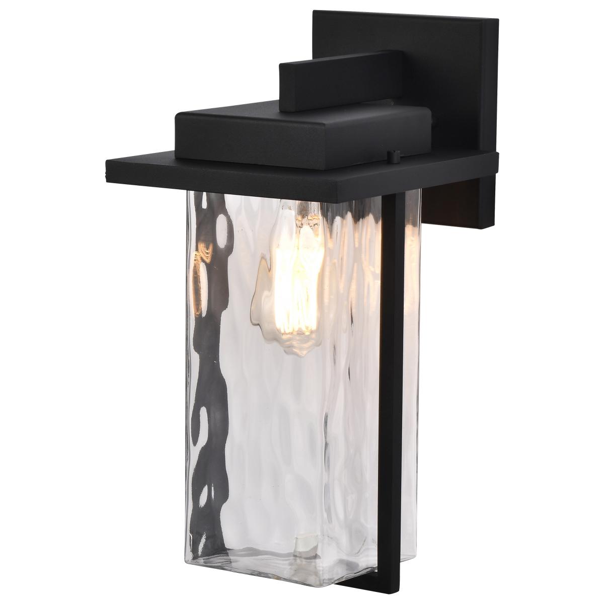 Vernal - 1 Light Large Wall Lantern with Matte Black - Clear Water Glass