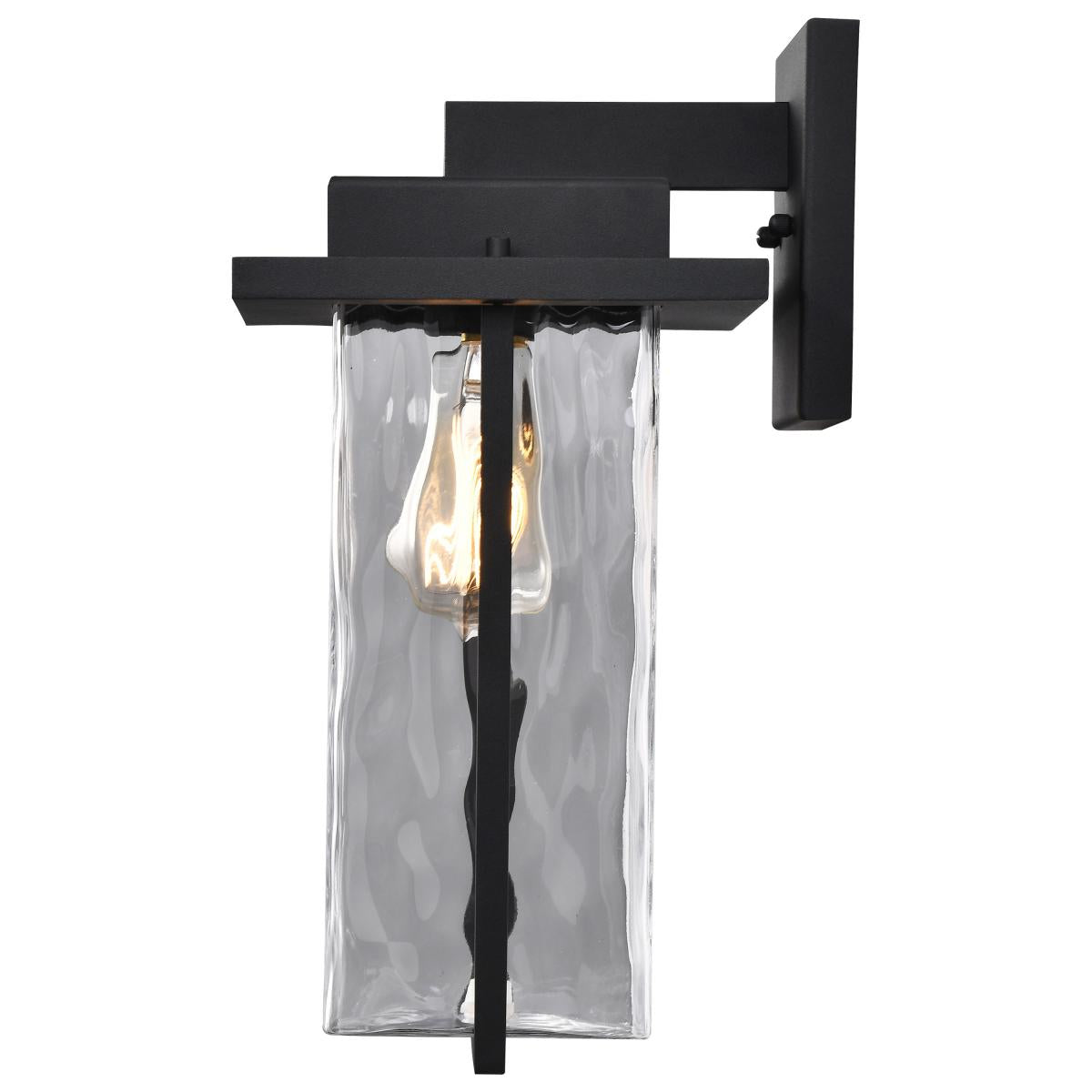 Vernal - 1 Light Large Wall Lantern with Matte Black - Clear Water Glass