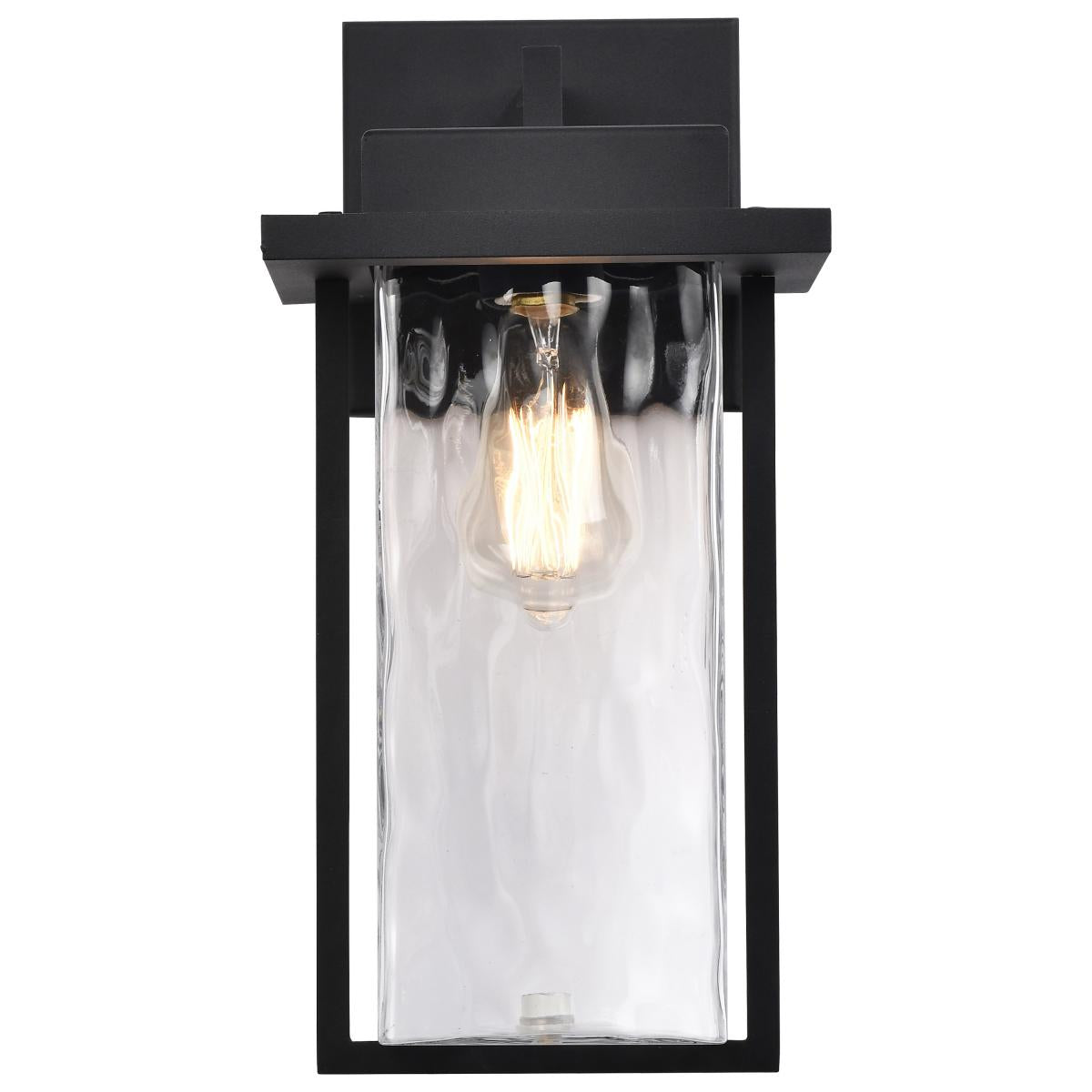 Vernal - 1 Light Large Wall Lantern with Matte Black - Clear Water Glass