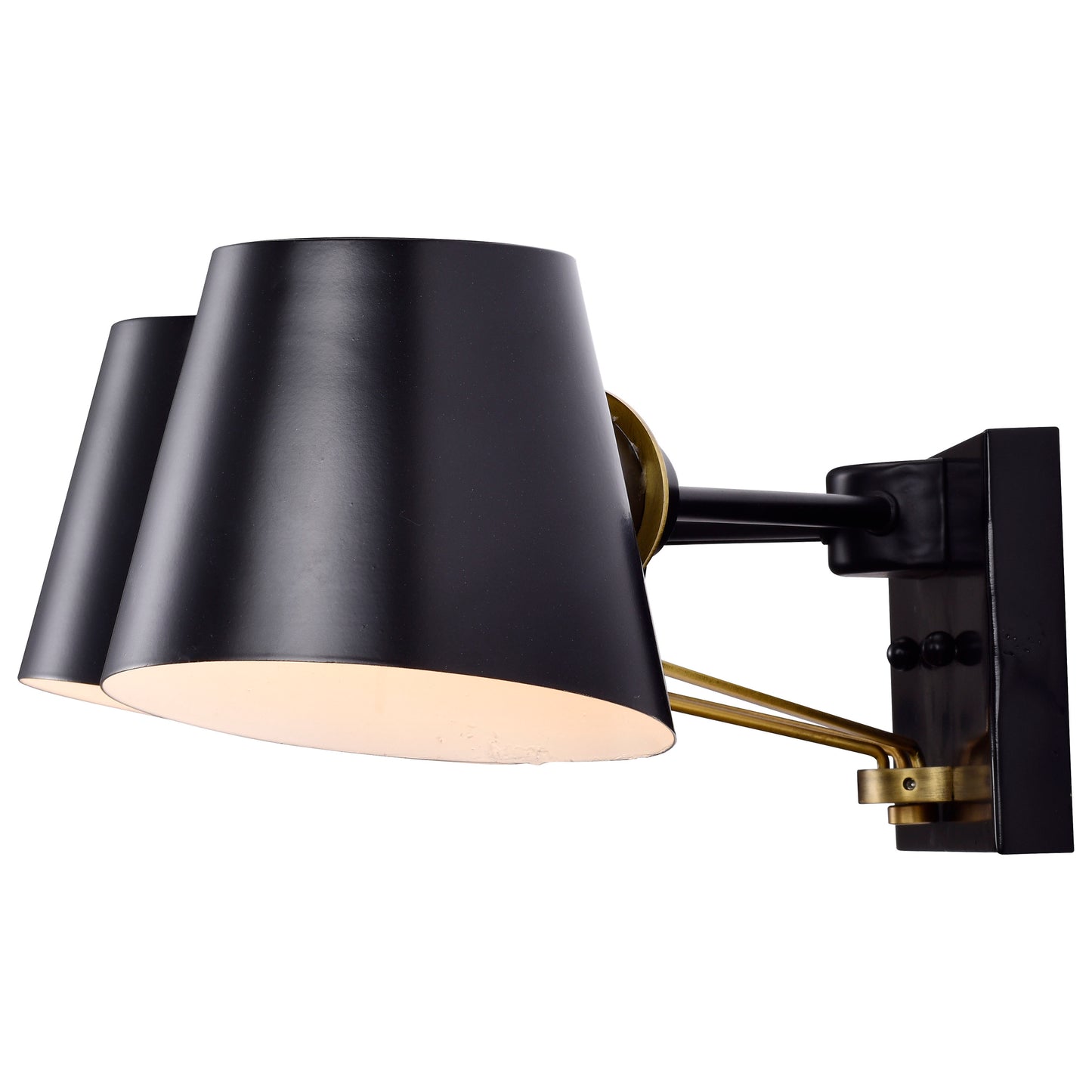 Baxter - 3 Light Vanity; Black with Burnished Brass