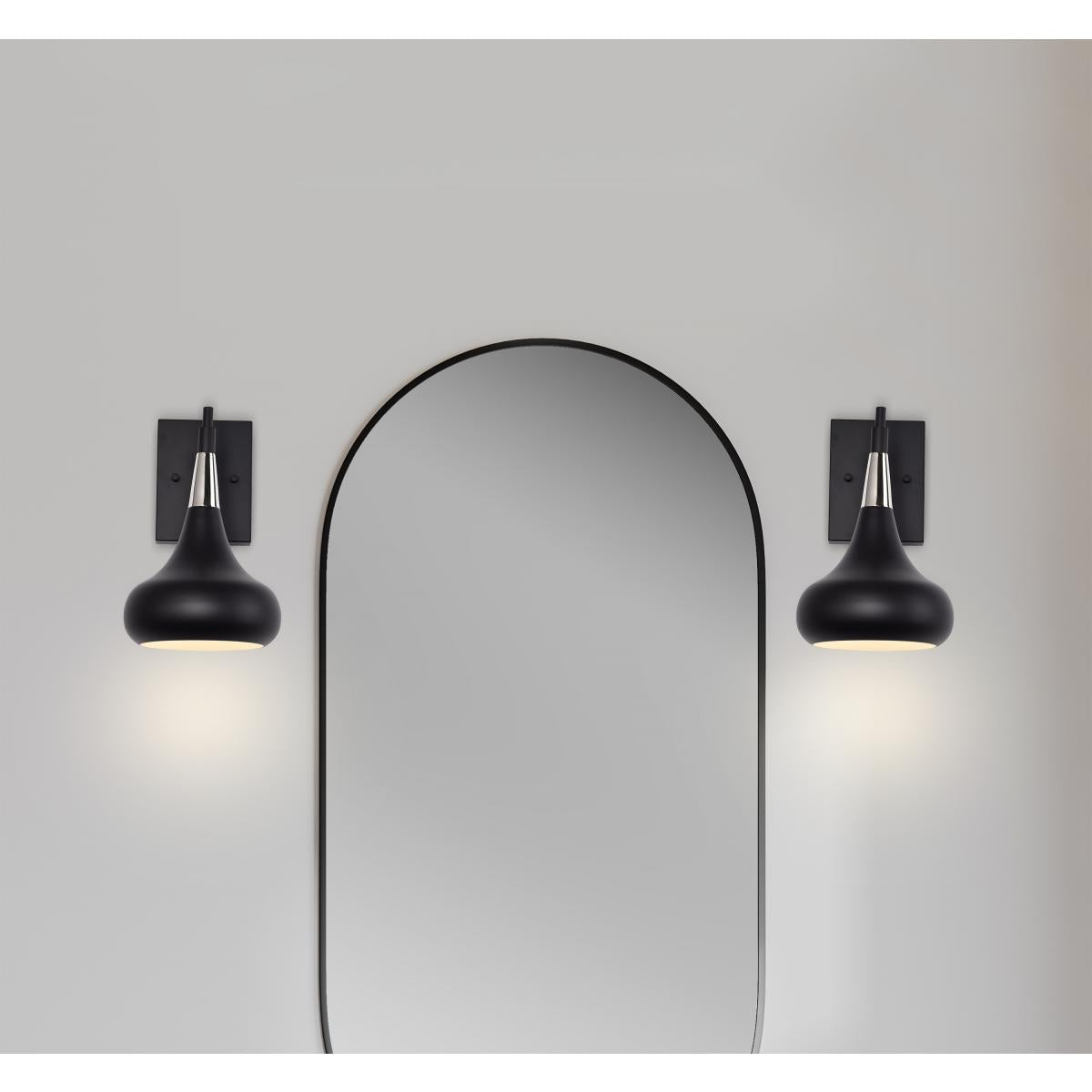 Phoenix - 1 Light Wall Sconce with Matte Black - Polished Nickel Finish