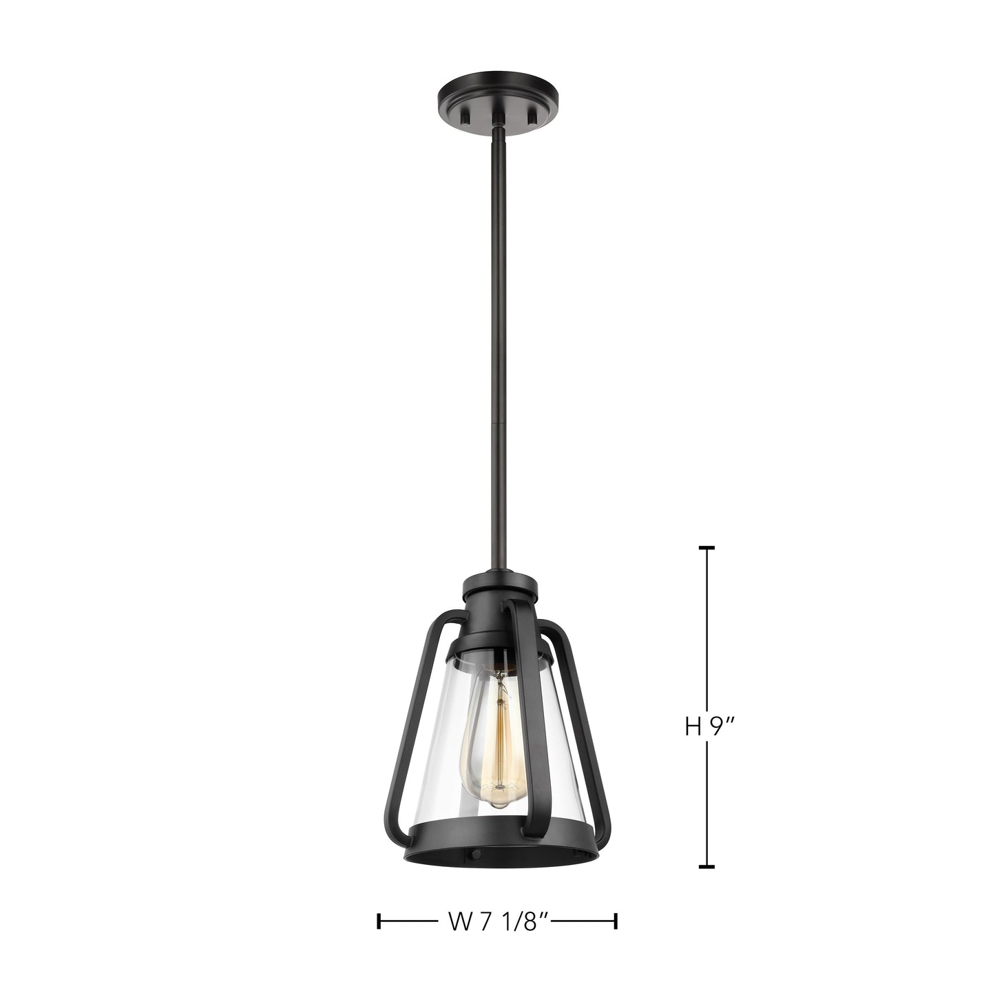 Everett - 1 Light 7" Mini Pendant - Matte Black with Clear Glass