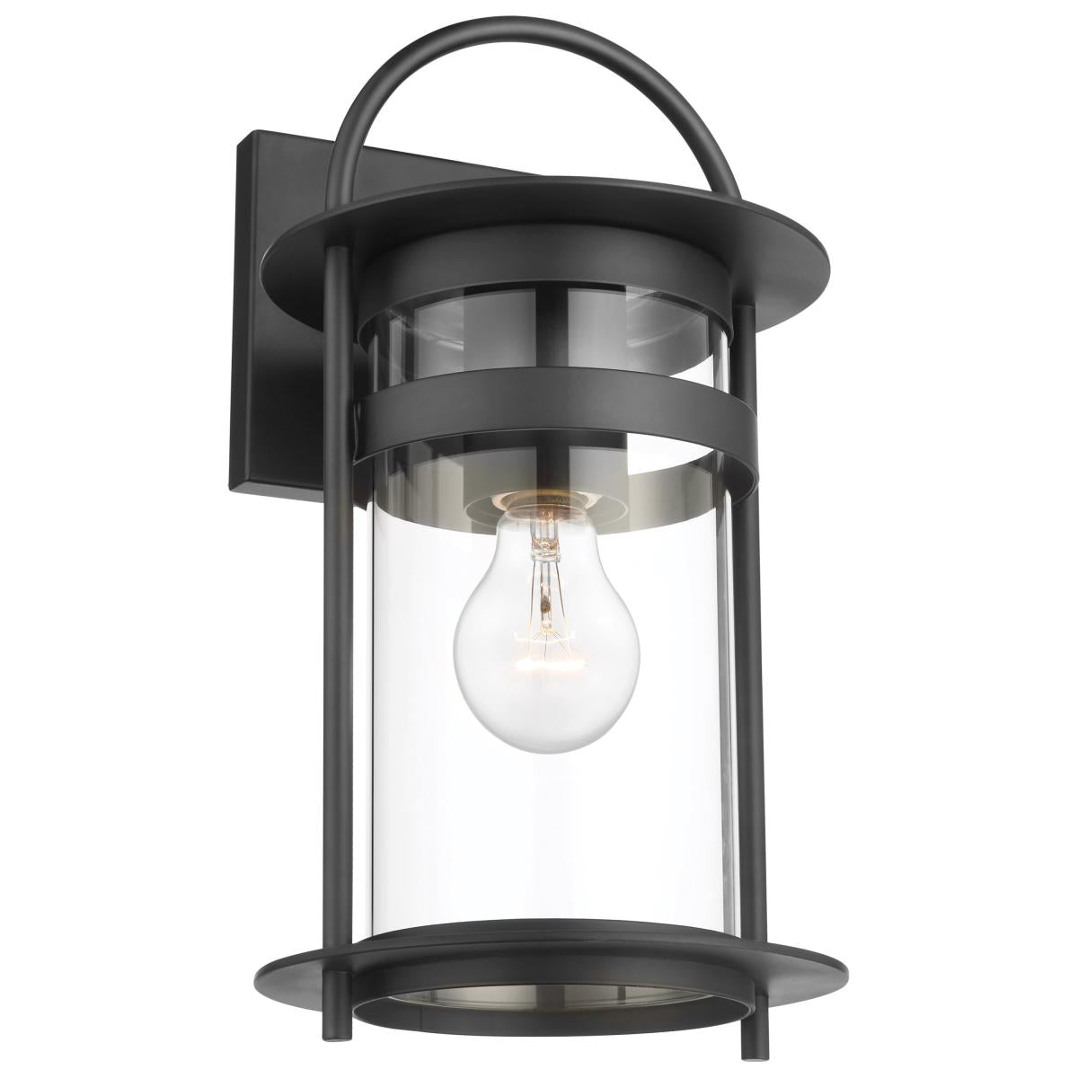 Bracer - 1 Light Medium Wall Lantern with Clear Glass - Matte Black Finish