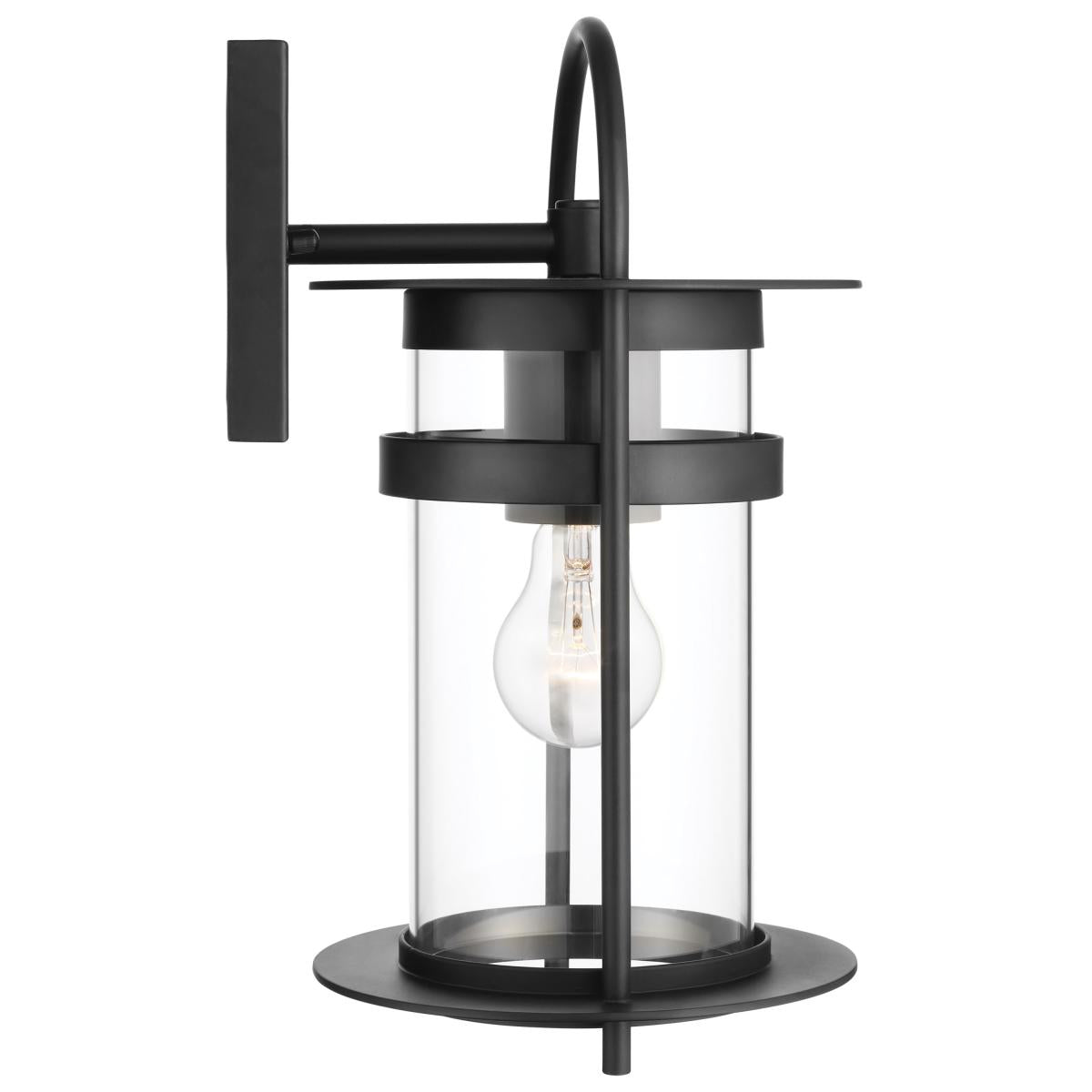 Bracer - 1 Light Medium Wall Lantern with Clear Glass - Matte Black Finish