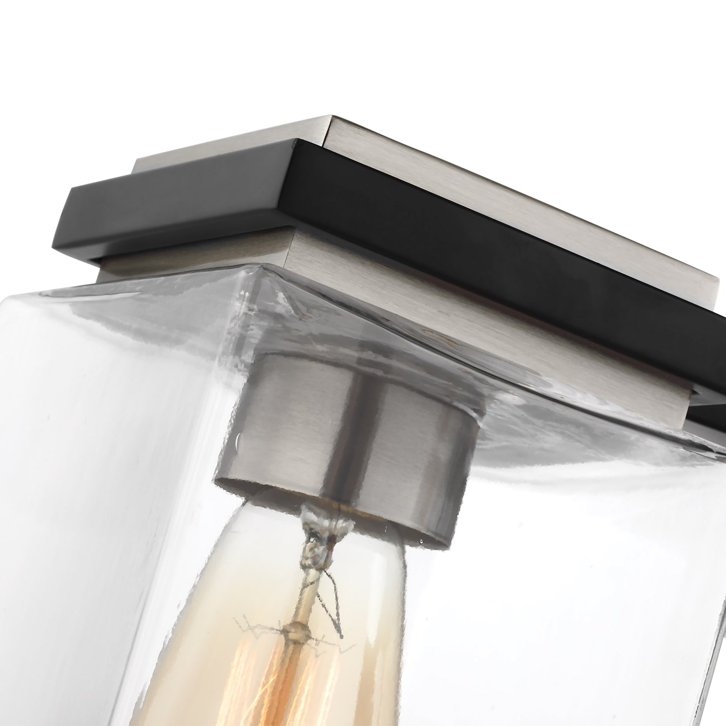 Crossroads - 3 Light Semi-Flush Fixture with Matte Black - Clear Glass