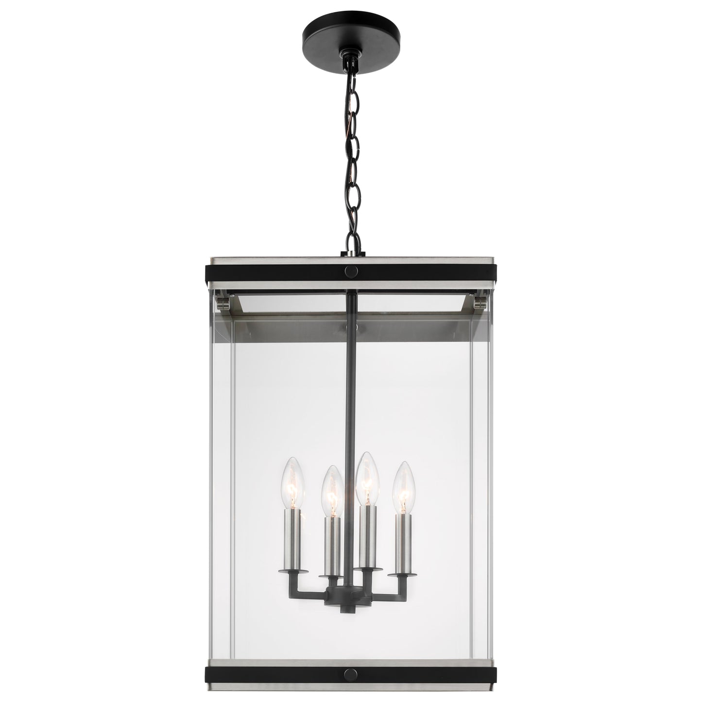 Crossroads - 4 Light Foyer Pendant with Matte Black - Clear Glass