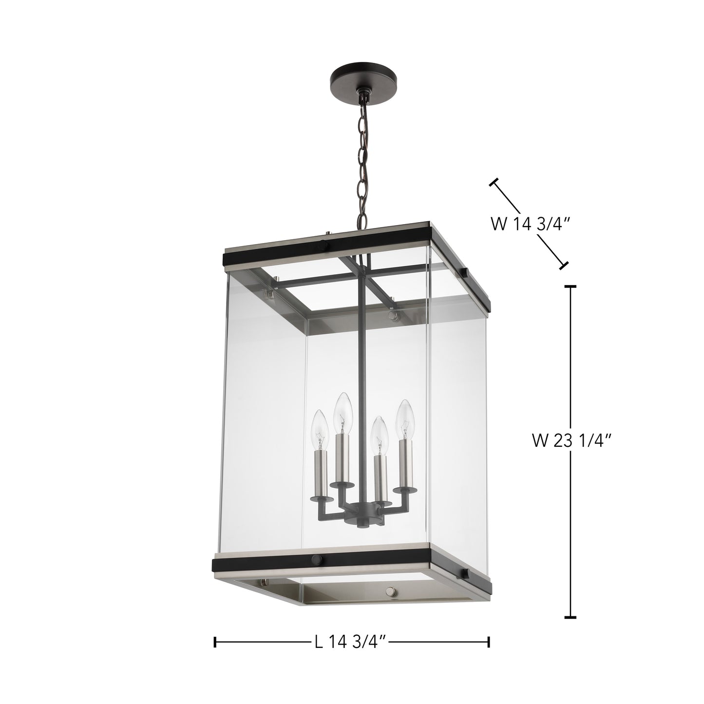 Crossroads - 4 Light Foyer Pendant with Matte Black - Clear Glass