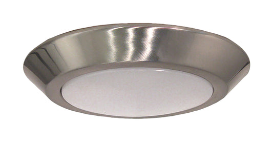 7 in.; LED Flush Mount Fixture; Disk Light; Brushed Nickel Finish; 3000K; 90 CRI