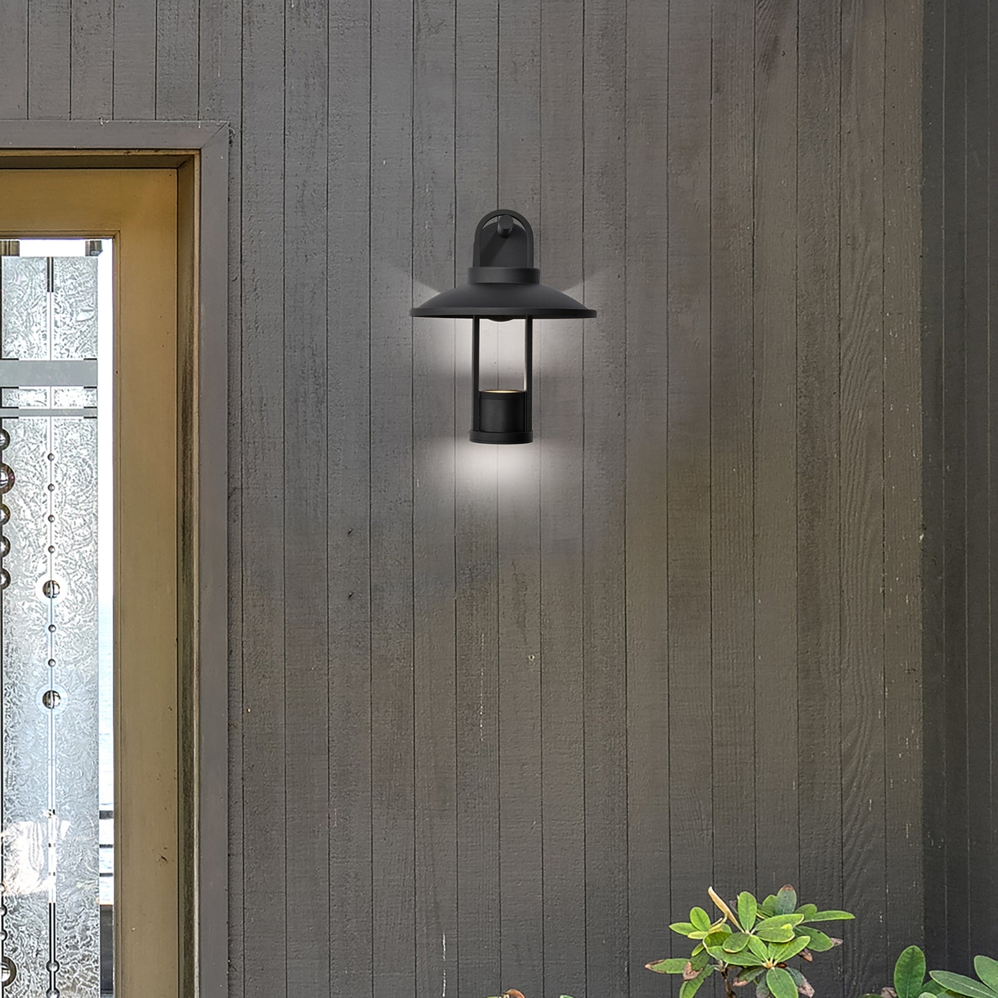 Harriman - Medium Wall Lantern - Matte Black with Aluminum Shade