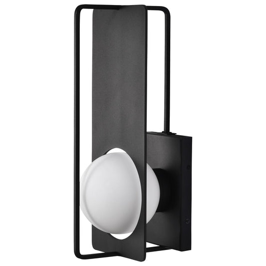 Portal - 6W LED Large Wall Lantern iwht Matte Black - White Opal Glass