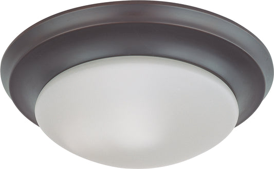 12'' LED Flush with Frosted Glass - Mahogany Bronze Finish