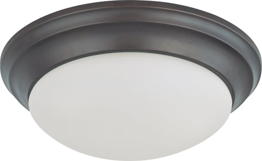 14" LED Flush with Frosted Glass - Mahogany Bronze Finish