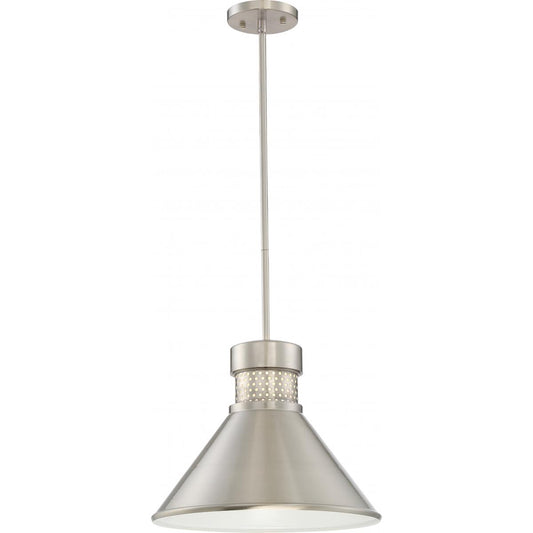 Doral - 1 Light Large LED Pendant with Brushed Nickel Finish - White Accents