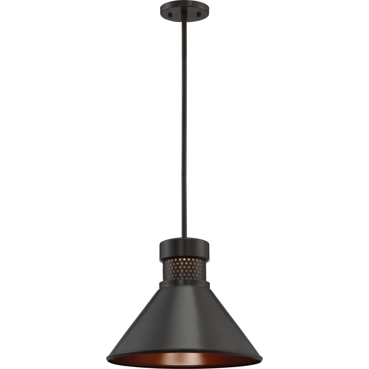 Doral - 1 Light Large LED Pendant with Dark Bronze Finish - Copper Accents