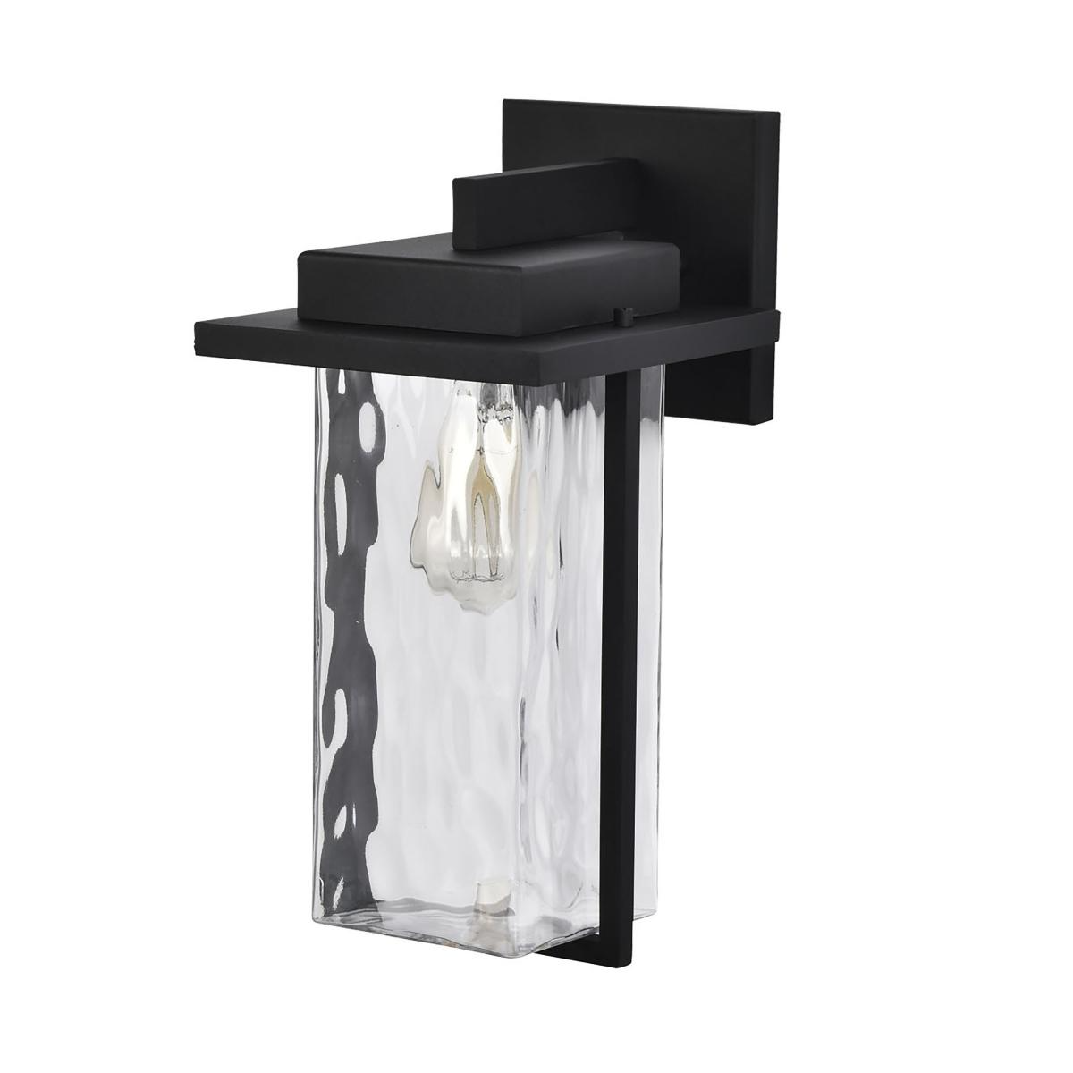 Vernal - 1 Light Large Wall Lantern with Matte Black - Clear Water Glass