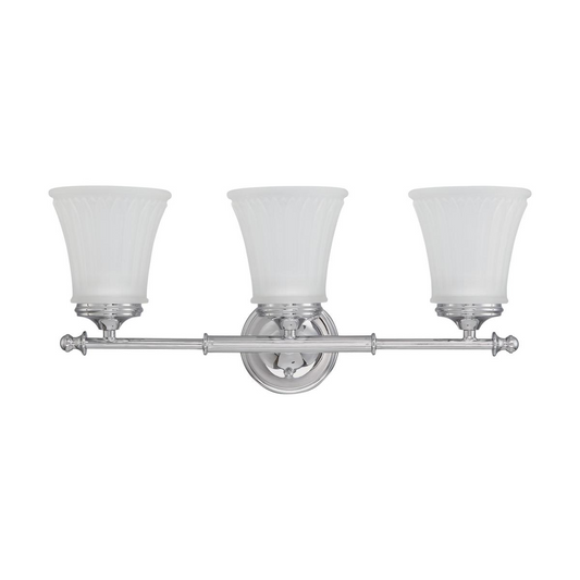 Teller - 3 Light Vanity with Frosted Etched Glass - Polished Chrome Finish