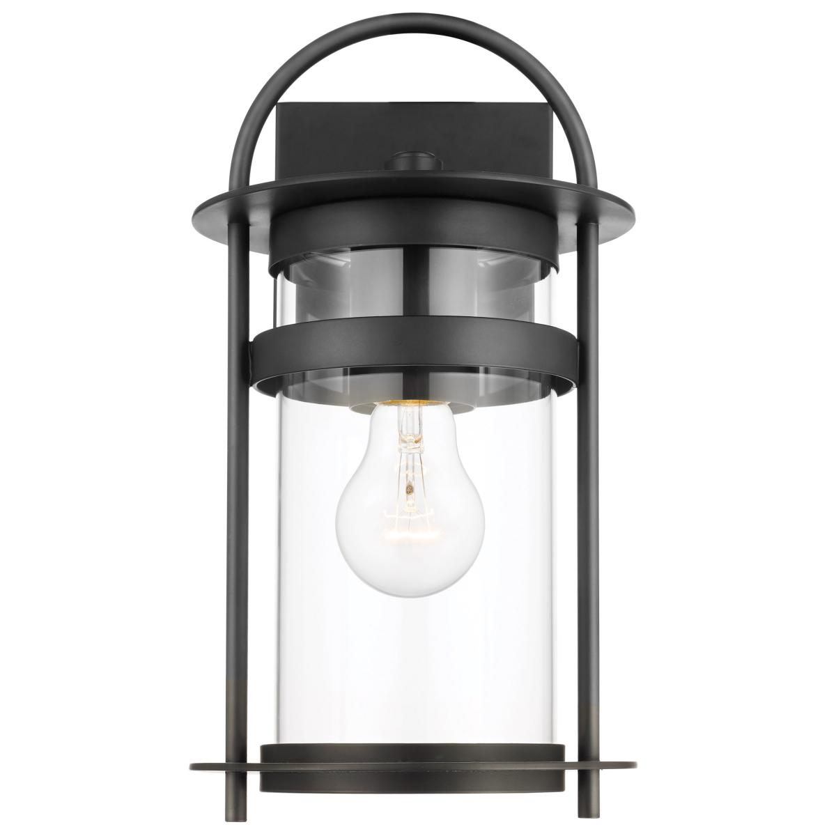 Bracer - 1 Light Medium Wall Lantern with Clear Glass - Matte Black Finish