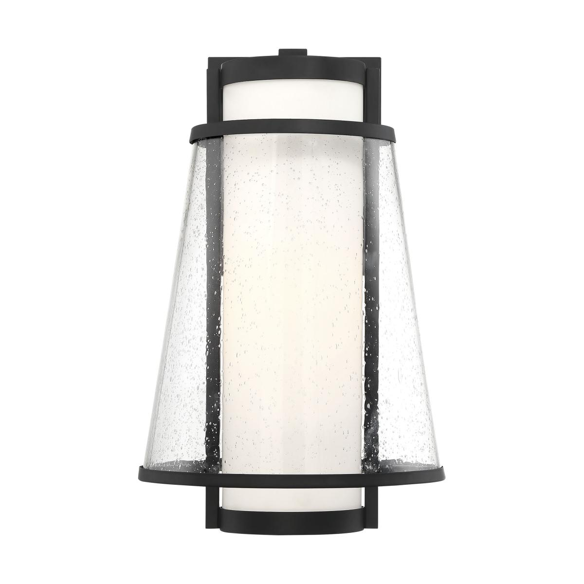 Anau - 1 Light Large Wall Lantern - with Etched Opal and Clear Glass - Matte Black Finish