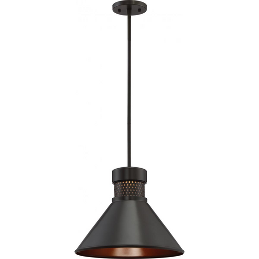 Doral - 1 Light Large LED Pendant with Dark Bronze Finish - Copper Accents