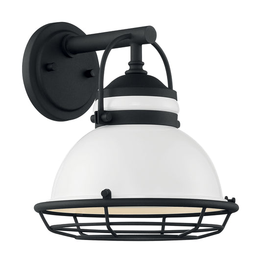 Upton - 1 Light Small Outdoor Wall Sconce with Gloss White - Textured Black Finish