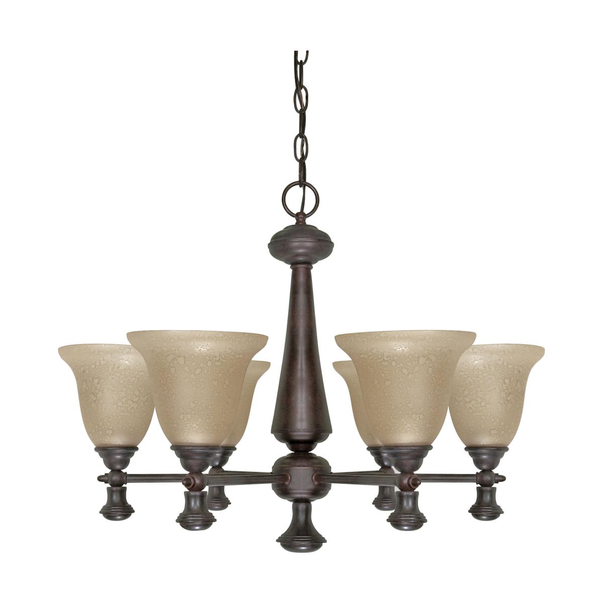 Mericana - 6-Light 26" Old Bronze Chandelier with Amber Water Glass